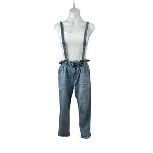 Almost Famous High Rise Paperbag Dungarees Overall Jumpsuit Denim Jeans Pants M